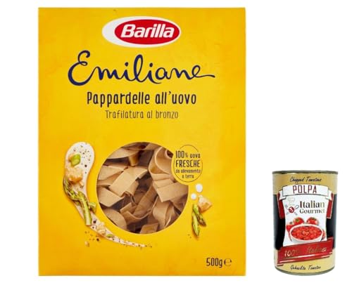 6x Barilla Pasta all' Uovo Le Emiliane Pappardelle, Eiernudeln, Pasta mit Ei 500g + Italian Gourmet polpa 400g 6x Barilla Pasta all' Uovo Le Emiliane Pappardelle, Eiernudeln, Pasta mit Ei 500g + Italian Gourmet polpa 400g von Italian Gourmet E.R.