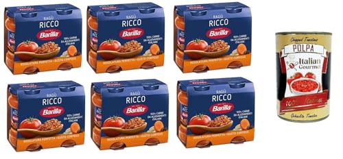 6x Barilla Sugo Ragù RICCO Bolognese REICHhaltige Ragù-Sauce, klassisches Bolognese-Gewürz für Pasta 180gX2 + Italian Gourmet Polpa 400 g 6x Barilla Sugo Ragù RICCO Bolognese REICHhaltige Ragù-Sauce, klassisches Bolognese-Gewürz für Pasta 180gX2 + Italian Gourmet Polpa 400 g von Italian Gourmet E.R.