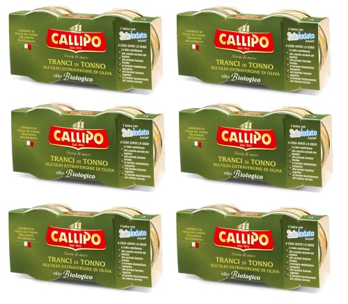 6x Callipo Tranci di Tonno Thunfischscheiben in Nativem Olivenöl Extra Biologisch Thunfisch ( 2 x 80g ) von Italian Gourmet E.R.