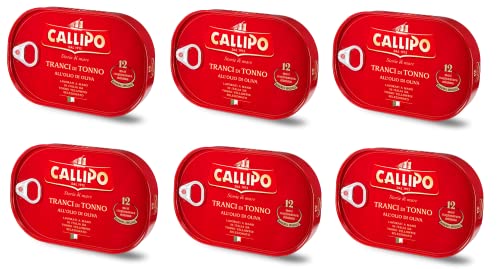 6x Callipo Tranci di Tonno all'olio di oliva Italienisch Thunfisch in Olivenöl 320g Thunfischscheiben in Olivenöl 12 Monate Reifung von Italian Gourmet E.R.