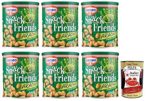 6x Cameo Snack Friends Arachidi,Geröstete und Gesalzene Erdnüsse im Dose, 500g + Italian Gourmet Polpa di Pomodoro 400g Dose 6x Cameo Snack Friends Arachidi,Geröstete und Gesalzene Erdnüsse im Dose, 500g + Italian Gourmet Polpa di Pomodoro 400g Dose von Italian Gourmet E.R.
