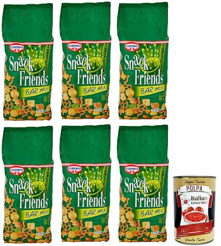 6x Cameo Snack Friends Bar Mix,Mischung aus Brezeln,Salzige Snacks 1Kg Beutel + Italian Gourmet Polpa di Pomodoro 400g Dose von Italian Gourmet E.R.