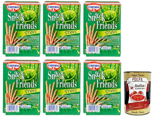 6x Cameo Snack Friends Sticks,Elsässer Sticks,Salzige Snacks 100g + Italian Gourmet Polpa di Pomodoro 400g Dose von Italian Gourmet E.R.