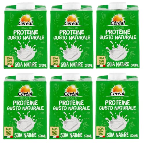 6x Céréal Soia Nature Reich an Proteinen,100% Pflanzlicher Getränke,auf Basis italienischer Soja 500ml + Italian Gourmet Polpa di Pomodoro 400g Dose von Italian Gourmet E.R.