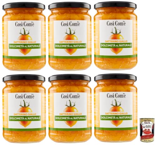 6x Così Com'è Datterino Giallo Dolcimetà ,Gelbe Datterino-Tomate Halbiert,Italienische Tomaten,350g Glas + Italian Gourmet Polpa di Pomodoro 400g Dose von Italian Gourmet E.R.