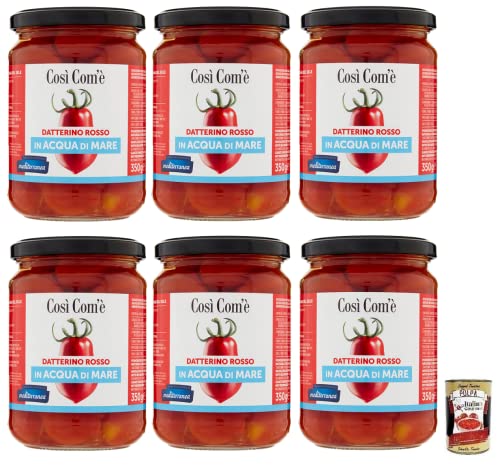 6x Così Com'è Datterino Rosso,Rote Datterino-Tomate im Meerwasser,Italienische Tomaten, 350g Glas + Italian Gourmet Polpa di Pomodoro 400g Dose 6x Così Com'è Datterino Rosso,Rote Datterino-Tomate im Meerwasser,Italienische Tomaten, 350g Glas + Italian Gourmet Polpa di Pomodoro 400g Dose von Italian Gourmet E.R.