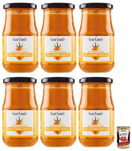 6x Così Com'è Vellutata Dolce di Datterino Giallo,Süße Creme aus Gelben Datterini-Tomaten,Italienische Tomaten,350g Glas + Italian Gourmet Polpa di Pomodoro 400g Dose von Italian Gourmet E.R.