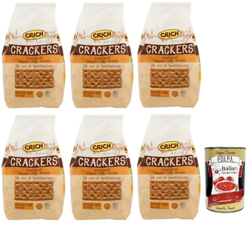 6x Crich Crackers Integrali,Ballaststoffreiche Vollkorncracker Cracker mit Sauerteig 750g + Italian Gourmet Polpa di Pomodoro 400g Dose von Italian Gourmet E.R.