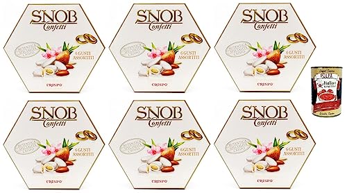 6x Crispo SNOB Lieto Evento Bianco Confetti Weißes Konfetti, 6 Verschiedene Geschmacksrichtungen 500g + Italian Gourmet Polpa di Pomodoro 400g Dose von Italian Gourmet E.R.