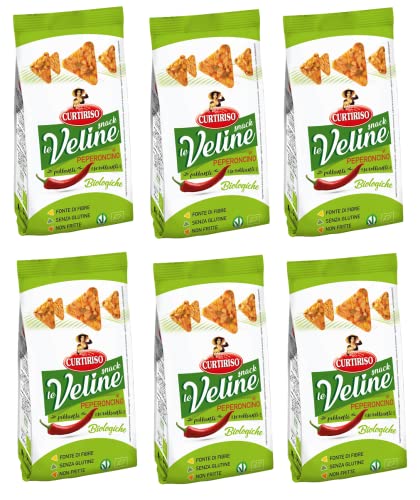 6x Curtiriso Le Veline Snack al Peperoncino Scrokkinati Biologico Bio-Chili-Pfeffer-Snacks 80g von Italian Gourmet E.R.