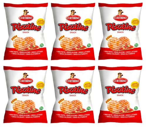 6x Curtiriso Risatine Pizza Salziger Snack Reis- und Mais Snacks mit Pizzageschmack 30g von Italian Gourmet E.R.