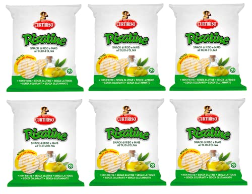 6x Curtiriso Risatine Reis- und Mais Snacks mit Olivenöl Salziger Snack 30g 6x Curtiriso Risatine Reis- und Mais Snacks mit Olivenöl Salziger Snack 30g von Italian Gourmet E.R.