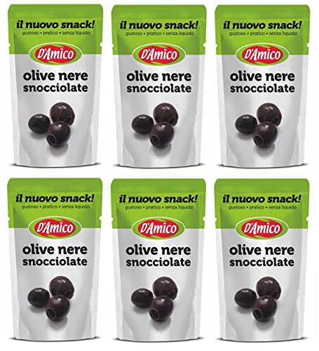 6x D'Amico Il Nuovo Snack Olive Nere Snocciolate Entsteinte Schwarze Oliven Ohne Flüssigkeit 75g 6x D'Amico Il Nuovo Snack Olive Nere Snocciolate Entsteinte Schwarze Oliven Ohne Flüssigkeit 75g von Italian Gourmet E.R.