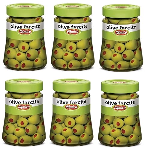 6x D'Amico Olive Verdi Farcite con Pasta di Peperoni Grüne Oliven in Salzlake Gefüllt mit Peperonipaste 290g 6x D'Amico Olive Verdi Farcite con Pasta di Peperoni Grüne Oliven in Salzlake Gefüllt mit Peperonipaste 290g von Italian Gourmet E.R.