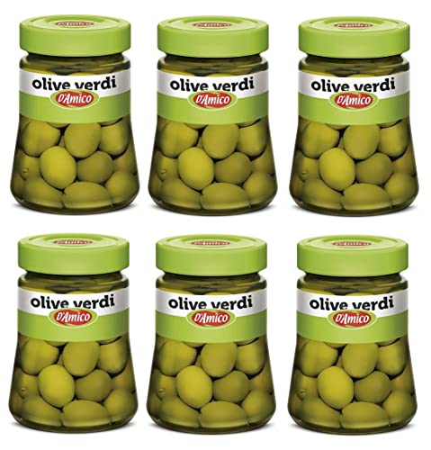 6x D'Amico Olive Verdi in Salamoia Grüne Oliven in Salzlake 300g von Italian Gourmet E.R.