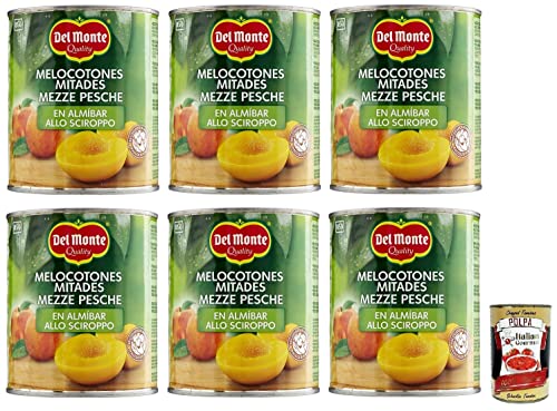 6x Del Monte Mezze Pesche allo Sciroppo,Halbe Pfirsiche in Sirup,Obst in Sirup,825g Dose + Italian Gourmet Polpa di Pomodoro 400g Dose von Italian Gourmet E.R.