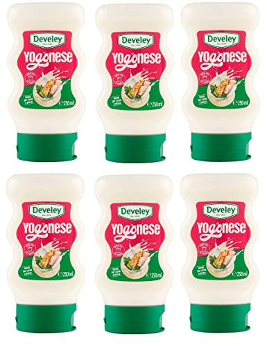 6x Develey Yogonese Würzsaucen Kombination aus Joghurt, Zitronensaft und einer Prise weißem Pfeffer 250-ml-Squeeze-Top-Down-Format von Italian Gourmet E.R.
