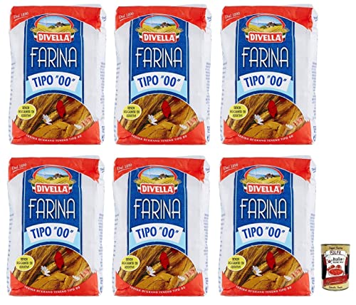 6x Divella Farina di Grano Tenero W 170-190, Weichweizenmehl,Typ 00, 1Kg + Italian Gourmet Polpa di Pomodoro 400g Dose von Italian Gourmet E.R.