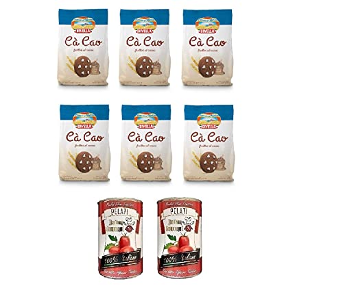 6x Divella Kekse Cà Cao 400g Italien biscuits kakao cocoa cookies kuchen brioche + Italian Gourmet 100% italienische geschälte Tomaten dosen 2x 400g von Italian Gourmet E.R.