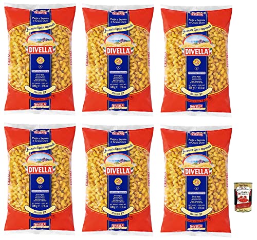 6x Divella Riccioli N°37 Hartweizengrieß Pasta Italienische Nudeln 500g Packung + Italian Gourmet Polpa di Pomodoro 400g Dose von Italian Gourmet E.R.