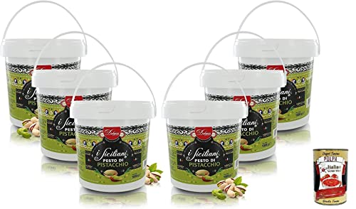 6x Dolgam I Siciliani Pistazien-Pesto Glutenfreie,Sizilianische Spezialitäten,1000g-Eimer,Pistazien aus Sizilien mit 65% + Italian Gourmet Polpa di Pomodoro 400g Dose 6x Dolgam I Siciliani Pistazien-Pesto Glutenfreie,Sizilianische Spezialitäten,1000g-Eimer,Pistazien aus Sizilien mit 65% + Italian Gourmet Polpa di Pomodoro 400g Dose von Italian Gourmet E.R.