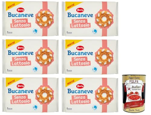 6x Doria Bucaneve Senza Lattosio,Laktosefreie Mürbeteigkekse Kekse,265g Packung, jede Packung enthält 6 Einzelportionen + Italian Gourmet Polpa di Pomodoro 400g Dose 6x Doria Bucaneve Senza Lattosio,Laktosefreie Mürbeteigkekse Kekse,265g Packung, jede Packung enthält 6 Einzelportionen + Italian Gourmet Polpa di Pomodoro 400g Dose von Italian Gourmet E.R.
