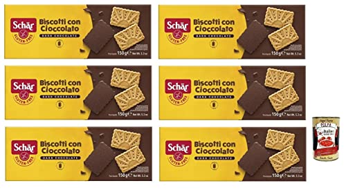 6x Dr. Schär Biscotti Senza Glutine con Cioccolato Fondente,Glutenfreie Kekse mit dunkler Schokolade,Süße Snacks 150g + Italian Gourmet Polpa di Pomodoro 400g Dose von Italian Gourmet E.R.