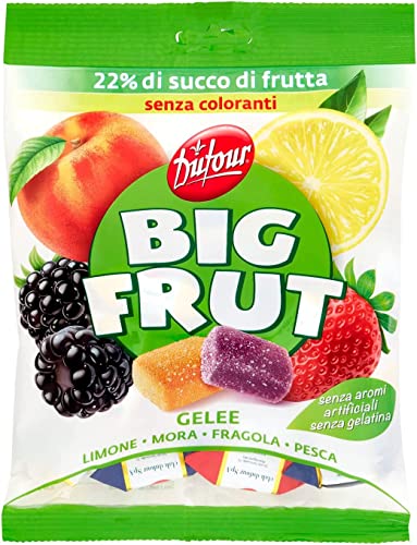 6x Dufour Bonbons Big Frut Mediterrane Früchte, Zitrone, Brombeere, Erdbeeren und Pfirsiche 150g von Italian Gourmet E.R.