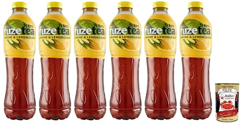 6x FUZE TEA Limone Eistee, Zitrone Schwarzer Tee mit einer Zitronengras Note,Erfrischungsgetränk,Alkoholfrei,Einweg-PET-Flasche 1,25Lt + Italian Gourmet Polpa di Pomodoro 400g Dose von Italian Gourmet E.R.