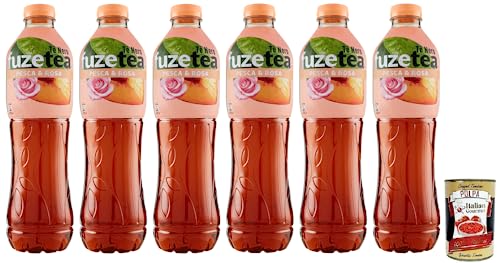 6x FUZE TEA Pesca,Schwarzer Tee Pfirsich- und Rosen Eistee,Erfrischungsgetränk,Alkoholfrei,Einweg-PET-Flasche 1,25Lt + Italian Gourmet Polpa di Pomodoro 400g Dose von Italian Gourmet E.R.