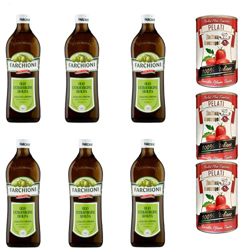 6x Farchioni Classico Extra Natives nativ Olive Olivenöl 1000ml olio vergine oliva 1lt + Italian Gourmet 100% italienische geschälte Tomaten dosen 3x 400g 6x Farchioni Classico Extra Natives nativ Olive Olivenöl 1000ml olio vergine oliva 1lt + Italian Gourmet 100% italienische geschälte Tomaten dosen 3x 400g von Italian Gourmet E.R.