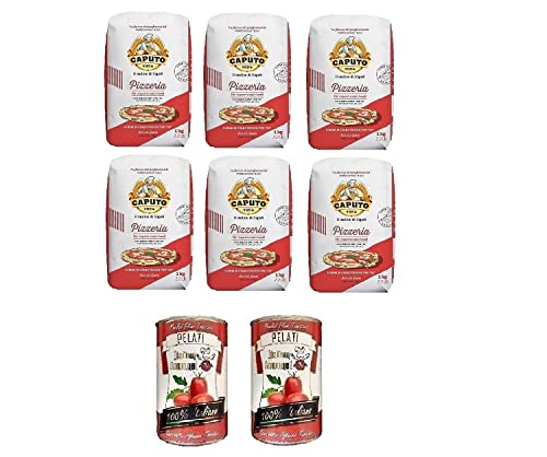 6x Farina Molino Caputo Pizzeria per Pizza Napoli Pizzamehl Pizza Mehl 1kg + Italian Gourmet 100% italienische geschälte Tomaten dosen 2x 400g von Italian Gourmet E.R.