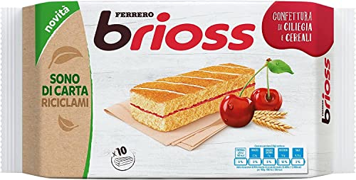 6x Ferrero Brioss Ciliegia Cherry Kirsche Kuchen Packung mit 10 Snacks, 280 g + Italian Gourmet polpa 400g von Italian Gourmet E.R.