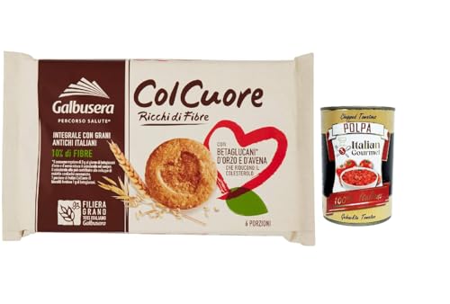 6x Galbusera Col cuore, Ballaststoffreiche Kekse mit Betaglucanen aus Gerste und Hafer, 300 g + Italian Gourmet polpa 400g von Italian Gourmet E.R.