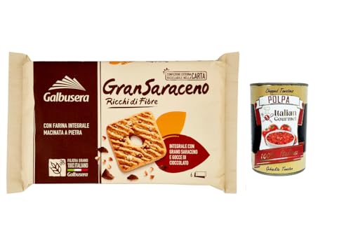 6x Galbusera GranSaraceno, Kekse reich an Vollfaser mit Buchweizen und Schokoladenchips 260g + Italian gourmet polpa 400g von Italian Gourmet E.R.