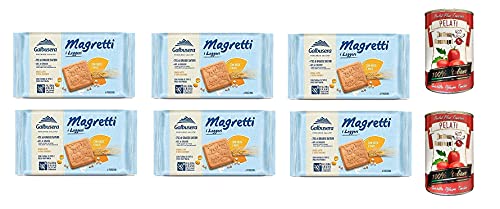 6x Galbusera Magretti Kekse mit Malz und Gerste 350g kuchen biscuits cookies + Italian Gourmet 100% italienische geschälte Tomaten dosen 2x 400g von Italian Gourmet E.R.