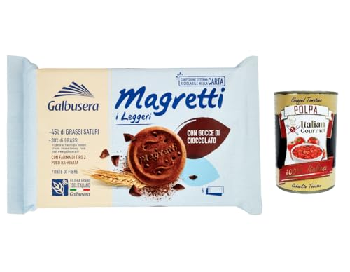 6x Galbusera Magretti i Leggeri, Kekse mit Schokoladentropfen, biscuits cookies, 260g + Italian Gourmet polpa 400g von Italian Gourmet E.R.