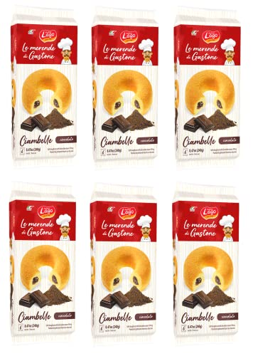 6x Gastone Lago Ciambelle Cioccolato Krapfen Donuts gefüllt mit Schokoladencreme Packung à 240g, Jede Packung Enthält 6 Donuts à 40g 6x Gastone Lago Ciambelle Cioccolato Krapfen Donuts gefüllt mit Schokoladencreme Packung à 240g, Jede Packung Enthält 6 Donuts à 40g von Italian Gourmet E.R.