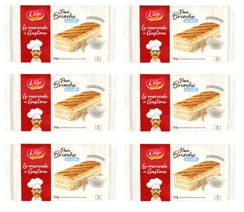 6x Gastone Lago Pan Brioche al Latte Snack gefüllt mit Milchcreme Packung à 135g, jede Packung enthält 5 Snacks à 27g von Italian Gourmet E.R.