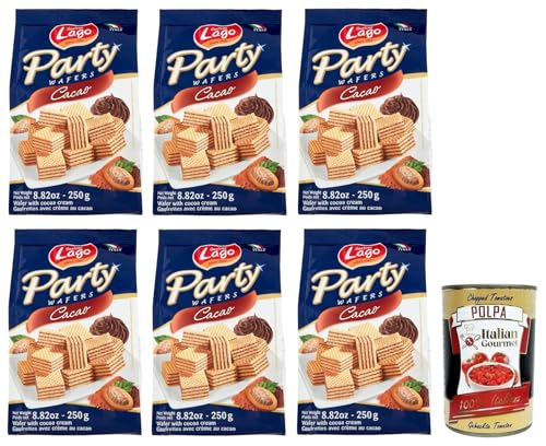 6x Gastone Lago Party Wafers Cacao,Waffeln mit Kakaocreme 250g + Italian Gourmet Polpa di Pomodoro 400g Dose von Italian Gourmet E.R.