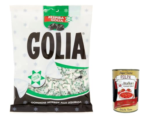 6x Golia Farfallina Gummibonbons, Lakritzgeschmack, Süßigkeiten Bonbon einzeln in einem 160g + Italian Gourmet polpa 400g von Italian Gourmet E.R.