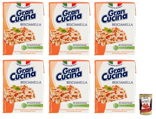 6x Gran Cucina Besciamella,Creme auf Pflanzlicher Basis,Bechamel Sauce zum Kochen Ohne Palmöl 200g + Italian Gourmet Polpa di Pomodoro 400g Dose von Italian Gourmet E.R.