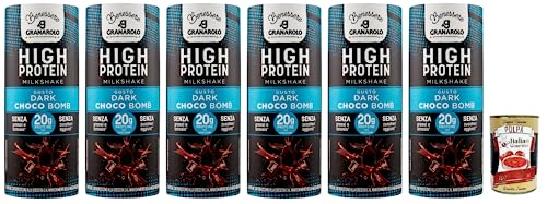 6x Granarolo HIGH PROTEIN Milkshake DARK CHOCO BOMB,UHT-Dauergetränk auf Basis von Magermilch,Laktosefrei und Glutenfrei,235ml + Italian Gourmet Polpa di Pomodoro 400g Dose von Italian Gourmet E.R.