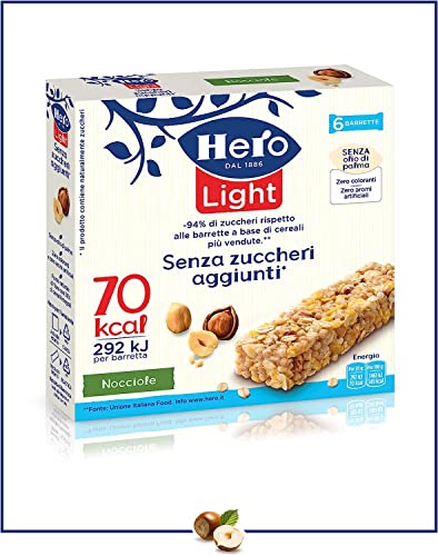6x Hero Light Haselnuss Müsliriegel , ohne Palmöl, ohne Konservierungsstoffe, ohne Farbstoffe, ohne Zuckerzusatz 120g von Italian Gourmet E.R.