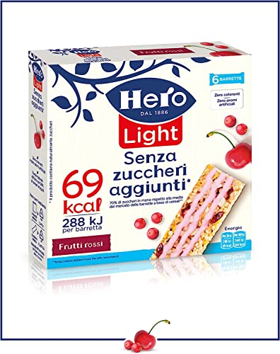 6x Hero Light Rote Früchte Müsliriegel , ohne Palmöl, ohne Konservierungsstoffe, ohne Farbstoffe, ohne Zuckerzusatz 120g von Italian Gourmet E.R.