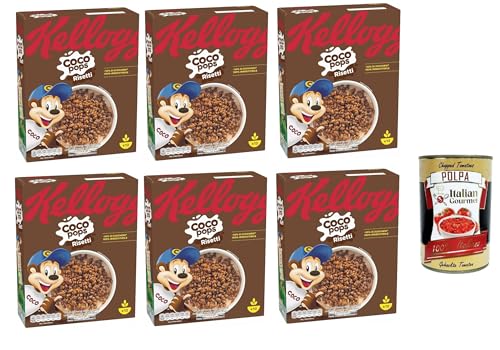 6x Coco Pops Chicchi di Riso Soffiato al Cacao, Kakao -Puff -Reiskörner 365g + Italian Gourmet polpa 400g von Italian Gourmet E.R.