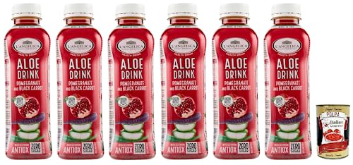 6x L' Angelica Health Drink Null Zucker Aloe Drink, Getränk auf Basis von Schwarze Karotte und Granatapfel,Einweg-PET-Flasche 500ml + Italian Gourmet Polpa di Pomodoro 400g Dose von Italian Gourmet E.R.