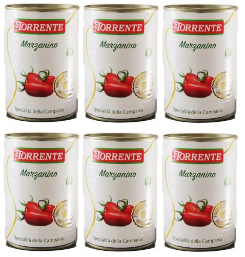 6x La Torrente Pomodoro Marzanino,San Marzano Tomate in Miniatur,100% Italienische Tomate, Spezialität aus Kampanien,400g Dose + Italian Gourmet Polpa di Pomodoro 400g Dose von Italian Gourmet E.R.