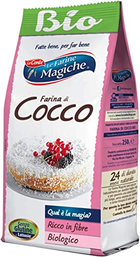 6x Le Farine Magiche Farina Cocco Grattugiato Geriebenes Kokosmehl Glutenfrei und vegan, ideal für Torten, Muffins, Obstsalate, Crêpes, 250 g Packung von Italian Gourmet E.R.