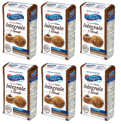 6x Lo Conte Le Farine Magiche Farina Integrale ai 7 Cereali Vollkornmehl mit 7 Cerealien 900g Mehl ideal für süß und herzhaft von Italian Gourmet E.R.